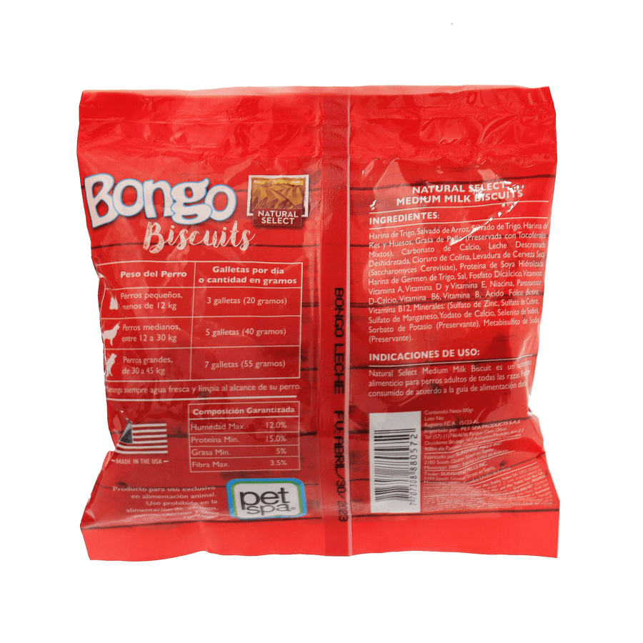 Galletas Para Perro Bongo Leche 100 Gr